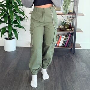 Olive Green Cargo Pants with Chain